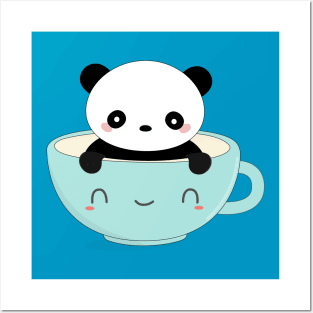 Cute Coffee Panda T-Shirt Posters and Art